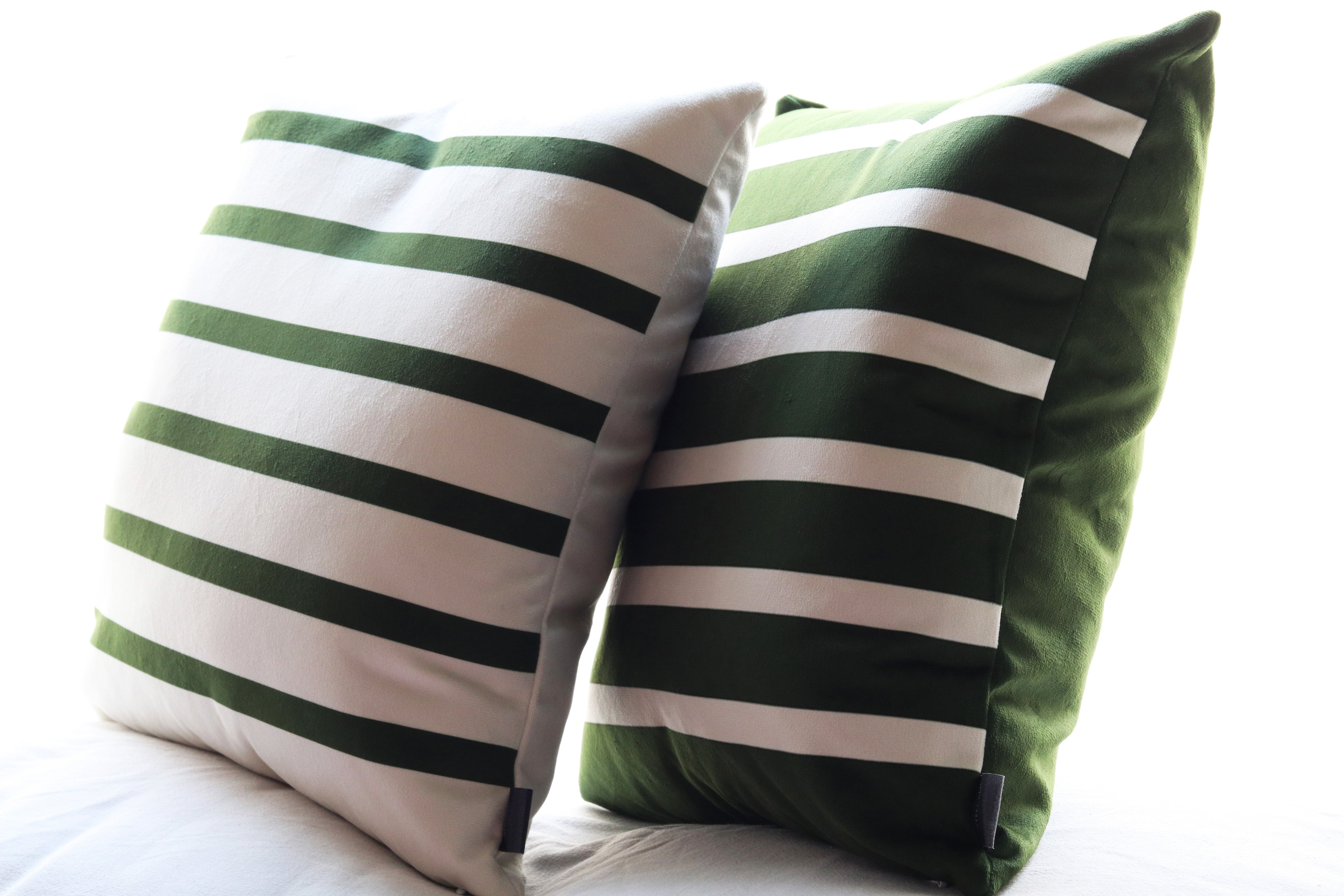 Housses de coussin marinières Verte